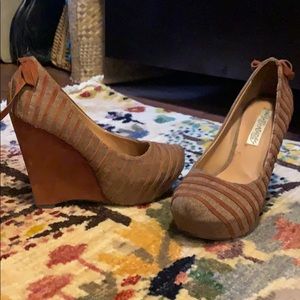 Tweed and suede Naughty Monkey wedges 5 inches!